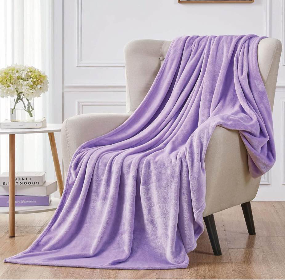 Walensee Fleece Blanket Plush Throw Fuzzy Lightweight (Queen Size 90x90 Lavender) Super Soft Microfiber Flannel Blankets for Couch, Bed, Sofa Ultra Luxurious Warm and Cozy for All Seasons