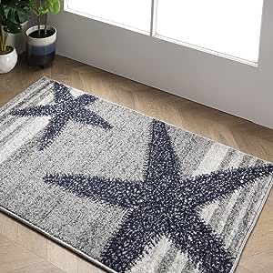 nuLOOM Thomas Paul Starfish and Striped Accent Rug, 2' 3" x 4' 10”, Grey, Rectangular, 0.4" Thick