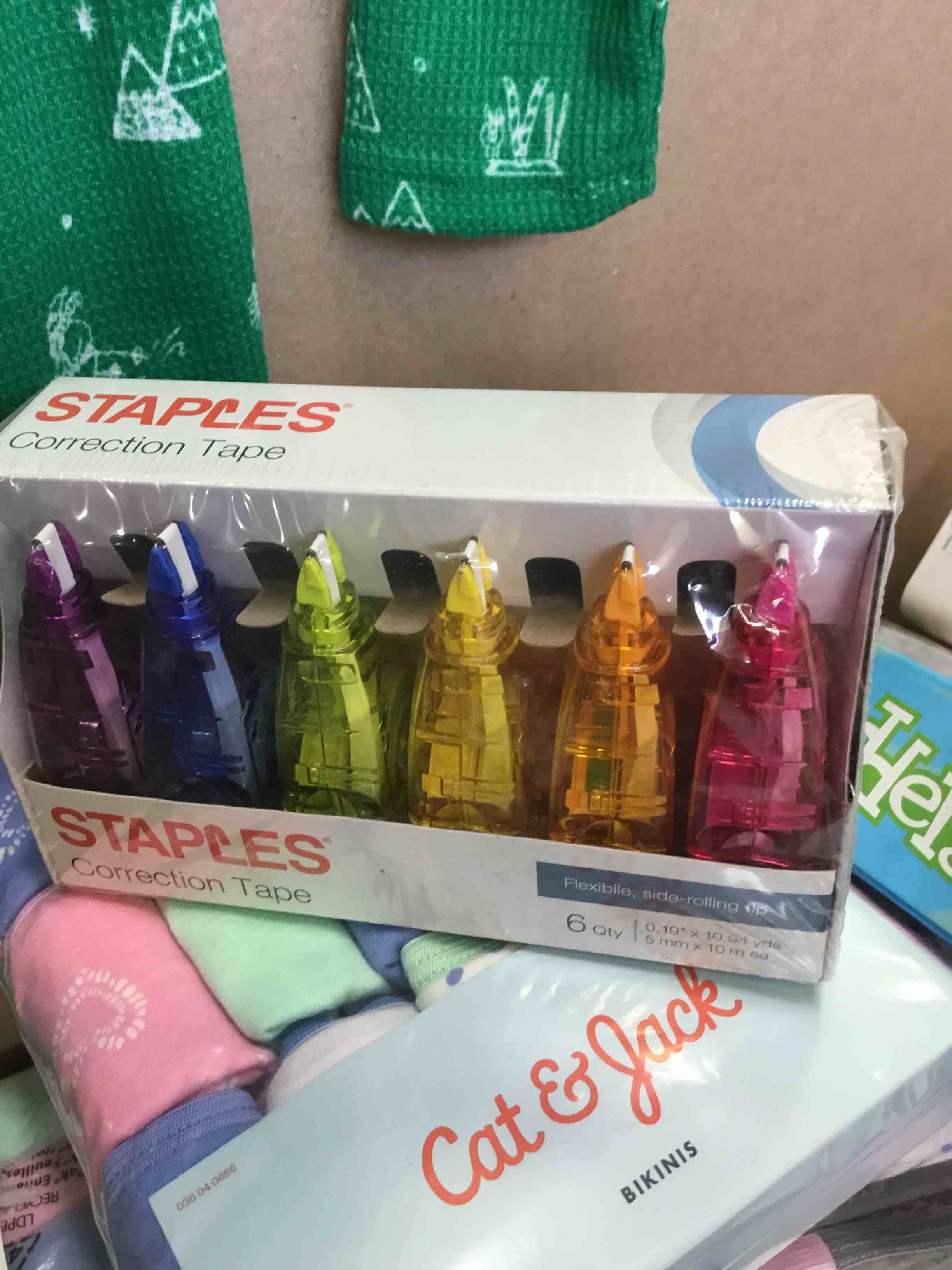 Staples Sidewinder Correction Tape, Assorted, 6 Pack