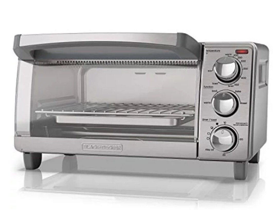 BLACK+DECKER 4-Slice Toaster Oven with Natural Convection, Stainless Steel, 