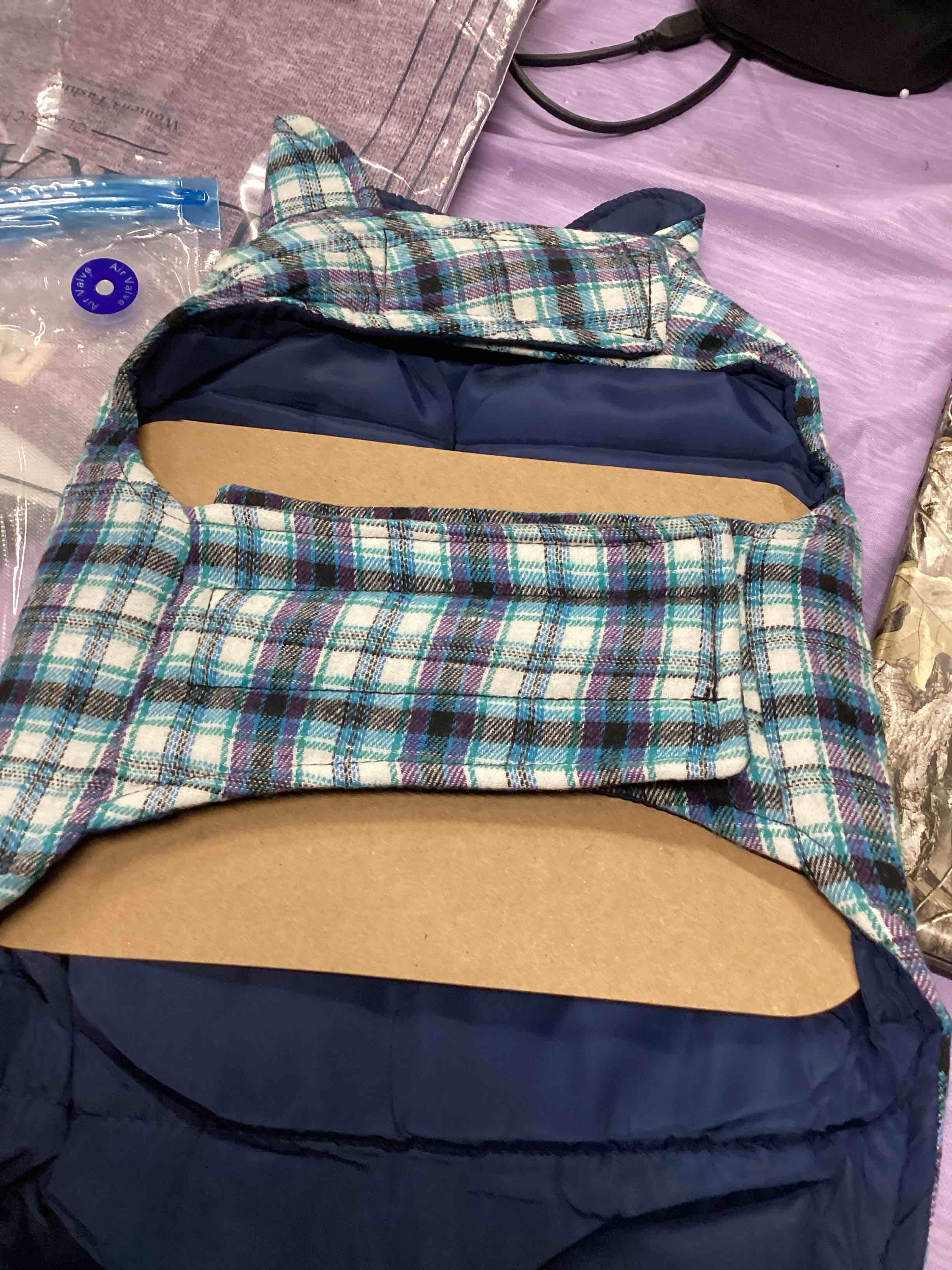 dog plaid coat blue plaid