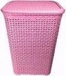 Elly décor Rattan 21 gallons Tall Plastic Laundry Hamper, Laundry Basket with Cutout Handles, Washing Bin, Dirty Clothes Storage, Bathroom, Bedroom, Closet, 76 lts Pink