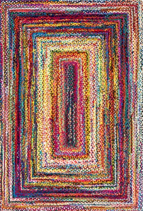          VIEW IN ROOM Multicolor Bohemian Chindi Braided Area Rug Area Rug