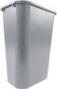 RUBBERMAID Soft Molded Plastic Wastebasket, Rectangular, 10.25gal, Gray (Case of 8)