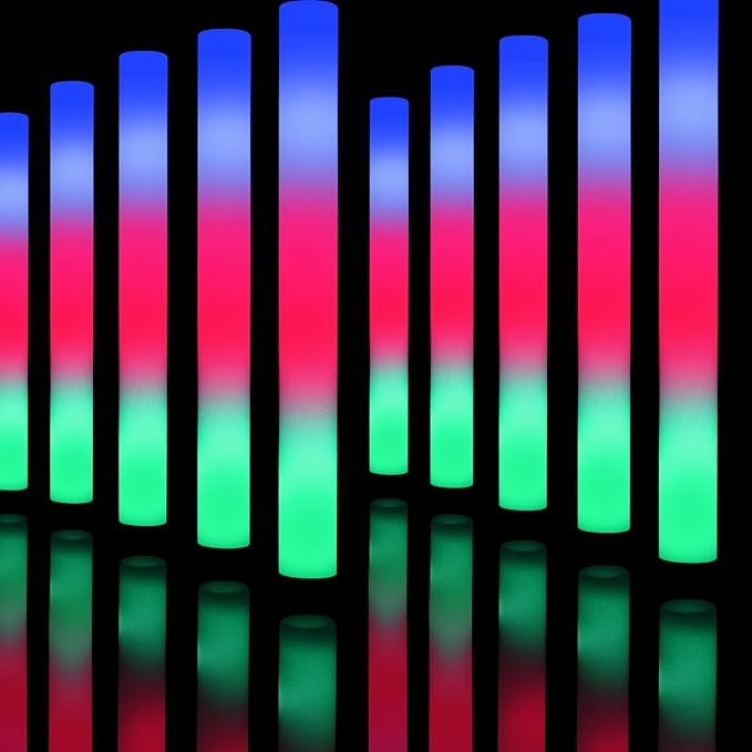 SHQDD Glow Sticks Bulk, 200Pcs Giant 15 Inch LED Foam Sticks, Foam Glow Sticks for Wedding with 3 Modes Colorful Flashing, Glow in the Dark Party Supplies for Wedding, Raves, Concert, Sporting Events
