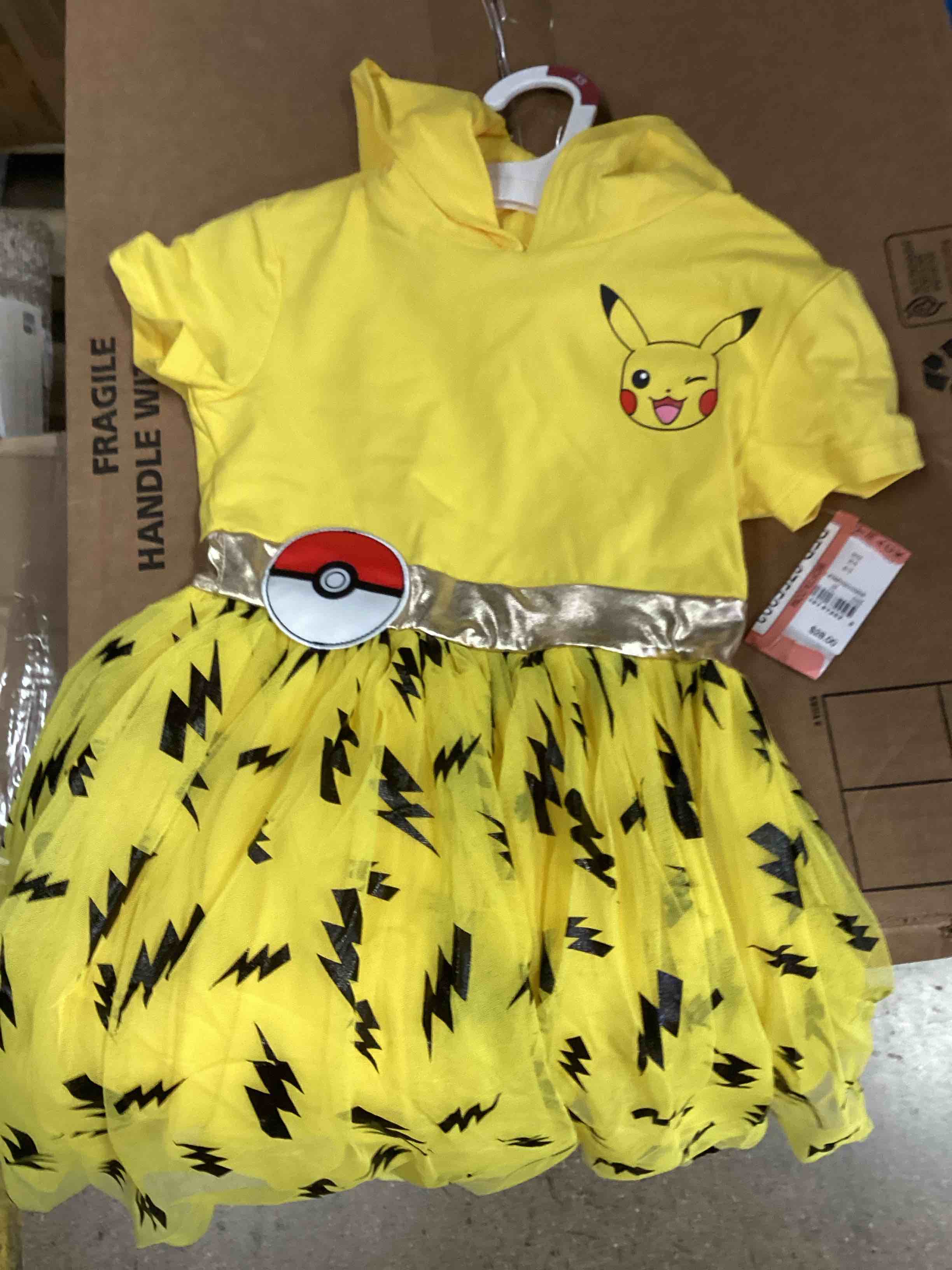 Girls' Pokémon Pikachu Cosplay Short Sleeve Tutu Dress - Gold/Black/Yellow XS