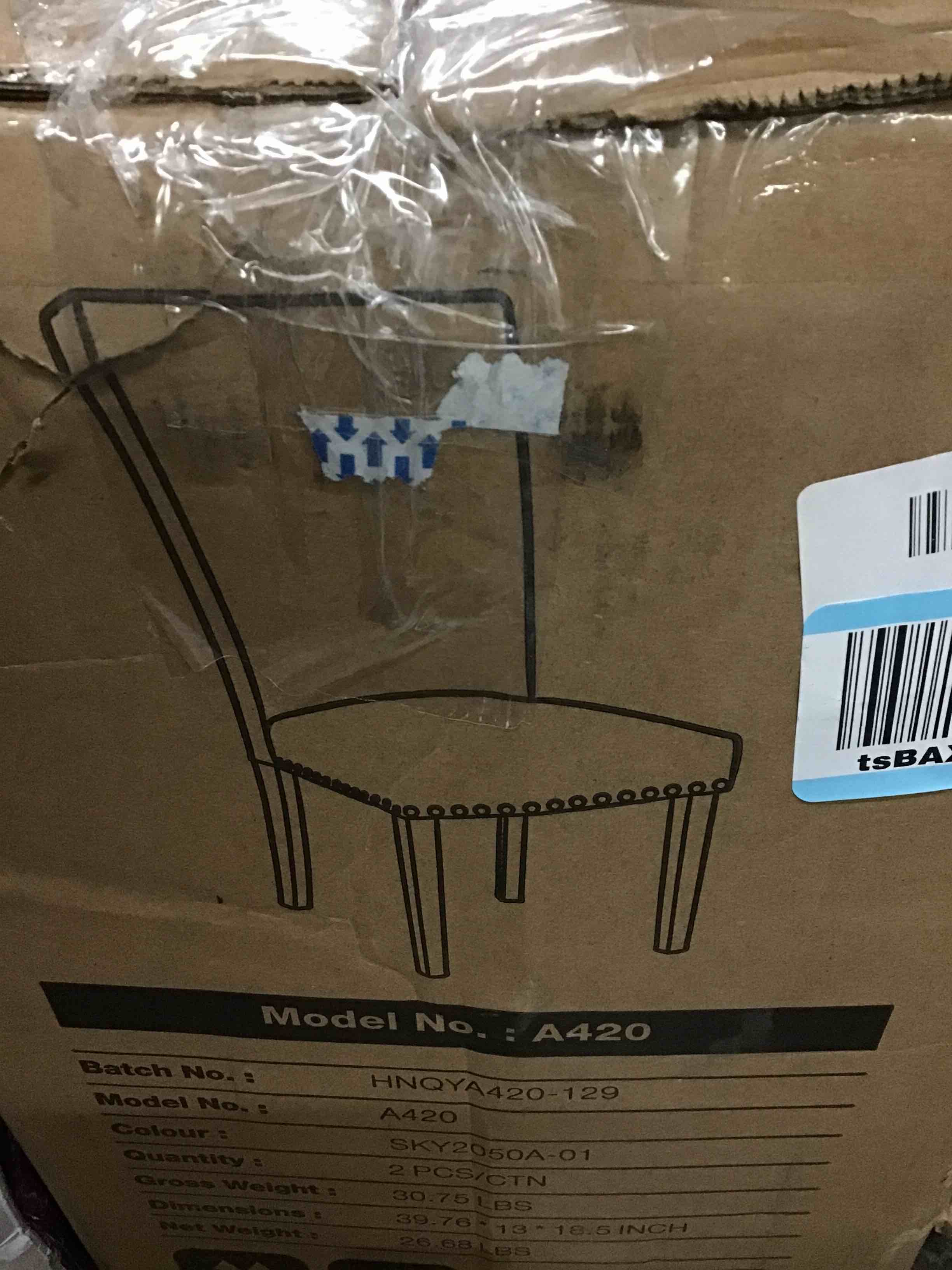 Chair Model No A420  Color SKY2050A-01  2 Pc 