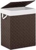 YOUDENOVA Handwoven Laundry Basket Hamper with Removable Liner Bag and Lid, Collapsible Clothes Hamper with Handle, Brown
