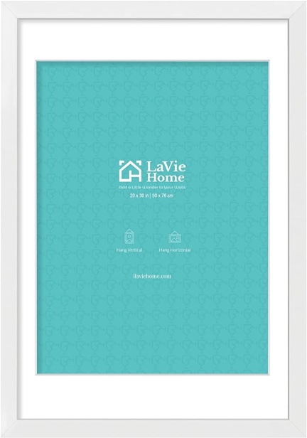 LaVie Home 20 x 30 Picture Frame Black Poster Frame,Display Pictures 18x24 with Mat or 20x30 Without Mat, Stable and Sturdy Frame and Polished Plexiglass, Horizontal and Vertical Format of The Wall?1 Pack?