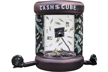 Inflatable Cash Cube with Two Blowers Inflate Blow Up Money Booth Cash Cube Money Grabing Machine Quick Inflatable Festival Outdoor Decorations for Advertisement Promotion Events…