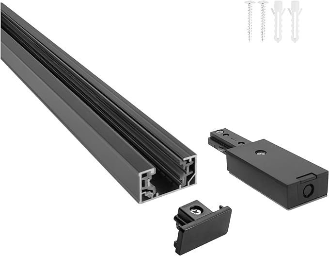 Track Lighting 120V 5 Feet H 3-Wire Track, with mounting Accessories, Single Circuit, Black