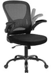 Youhauchair Mesh Office Chair, Ergonomic Computer Chair with Flip-up Arms and Lumbar Support, Height Adjustable Home Office Desk Chairs, Black