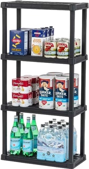 Sterilite Plastic Indoor Outdoor 4 Shelf Durable Shelving Unit, Gray