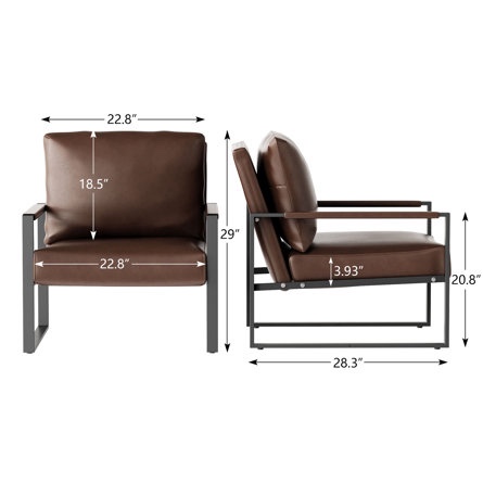 Faux Leather Upholstered Accent Armchair Set Of 2, Mid Century Modern Side Chairs With Metal Legs And Thick Padded Backrest, Leisure Chairs, Vanity Chair, PU Leather Sofa Chairs For Living Room, Office, Apartment, Bedroom, Reading Room, Cafe( incomplete) 