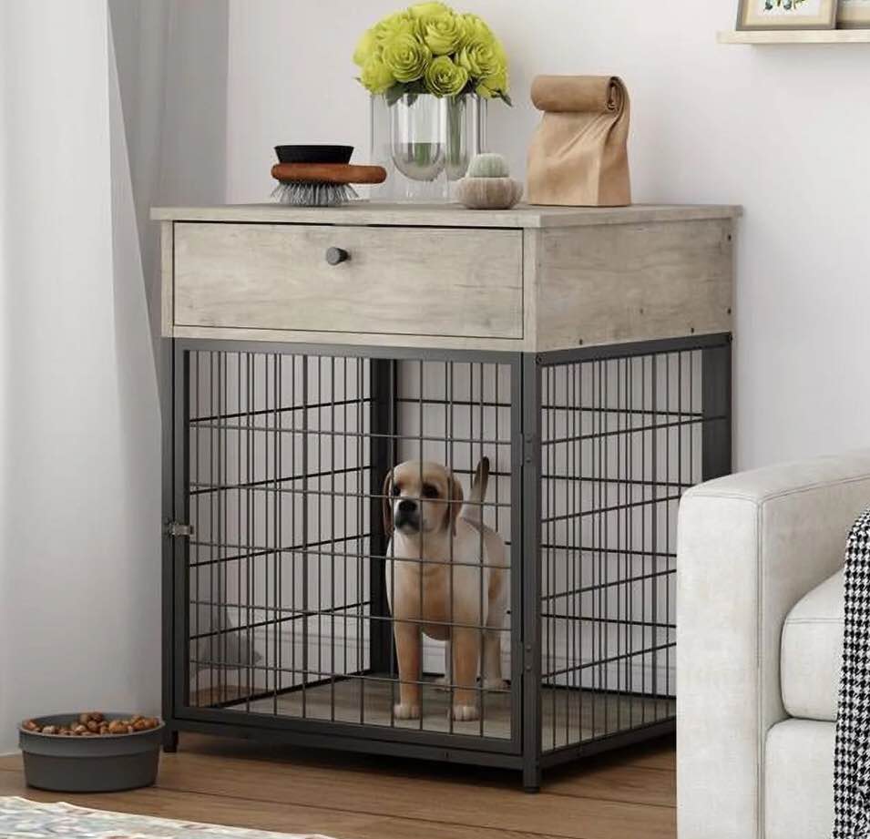 Direct Wicker Dog Crates for small dogs Wooden Dog Kennel Dog Crate End