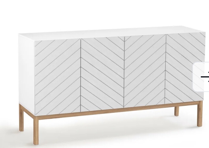 Wooden Storage Cabinet, Sideboard with 4-Adjustable Height Shelves and Press Switch Doors CL-CJ4M-WH