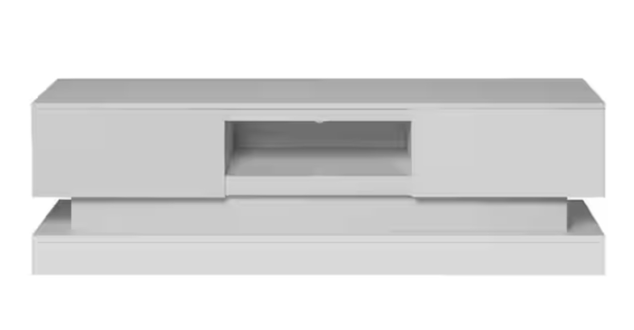 JASIWAY Modern White TV Stand TV Console Fits TVs up to 65 in. with LED Lights and Drawers(Incomplete Box 2)