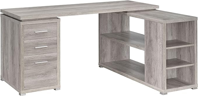 Coaster Home Furnishings Yvette L-Shape Grey Driftwood Office Desk (801516)