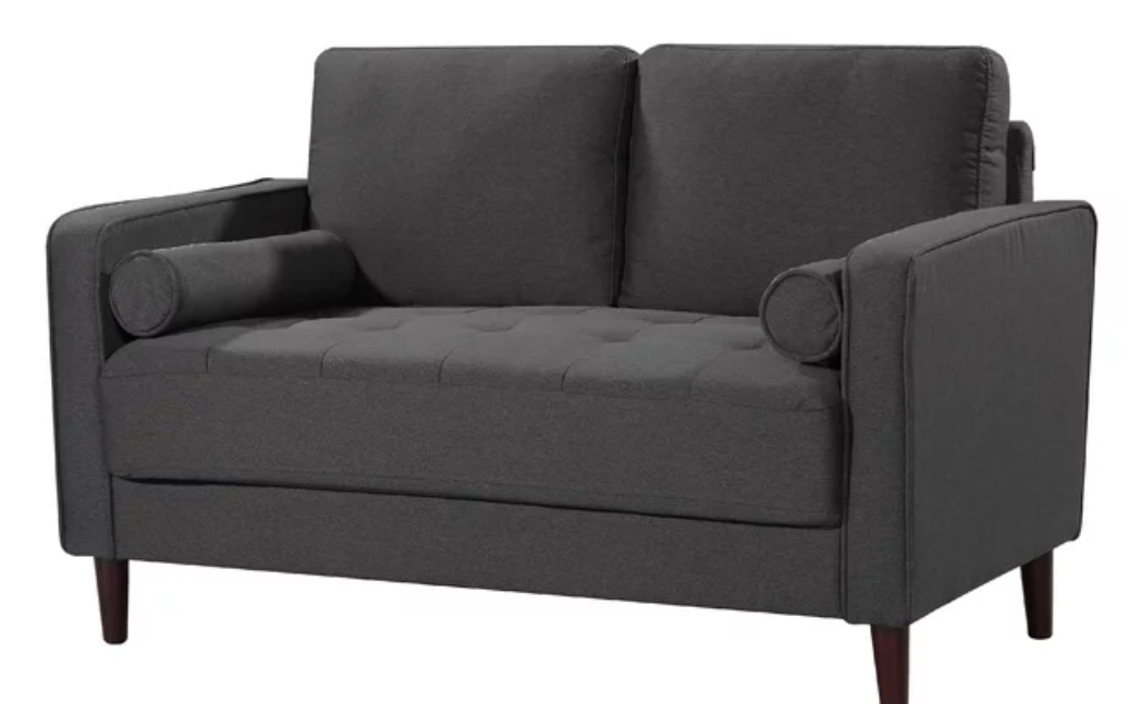 Lifestyle Solutions Lorelei Mid-Century Modern Loveseat, Gray Fabric