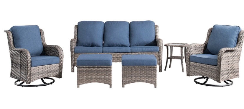 Ovios Patio Furniture Set 6-Piece with Rocking Chairs and Table Kenard, (incomplete) 