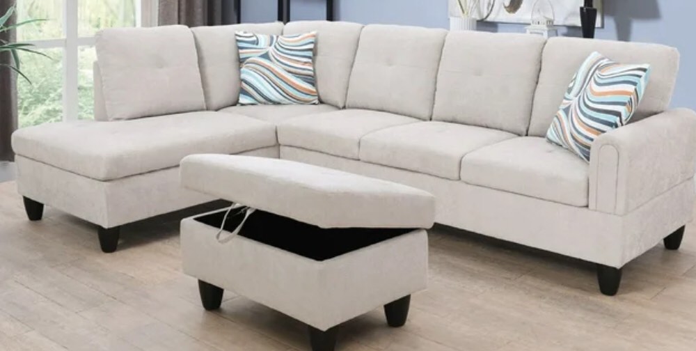 (incomplete) Grey White Flannel Living Room Sofa