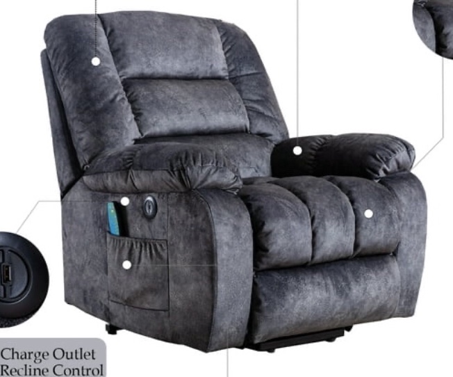 RECLINER CHAIR- GREY ,INCOMPLETE
