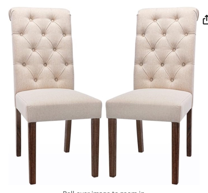 rolled dining chairs 2pc beige 