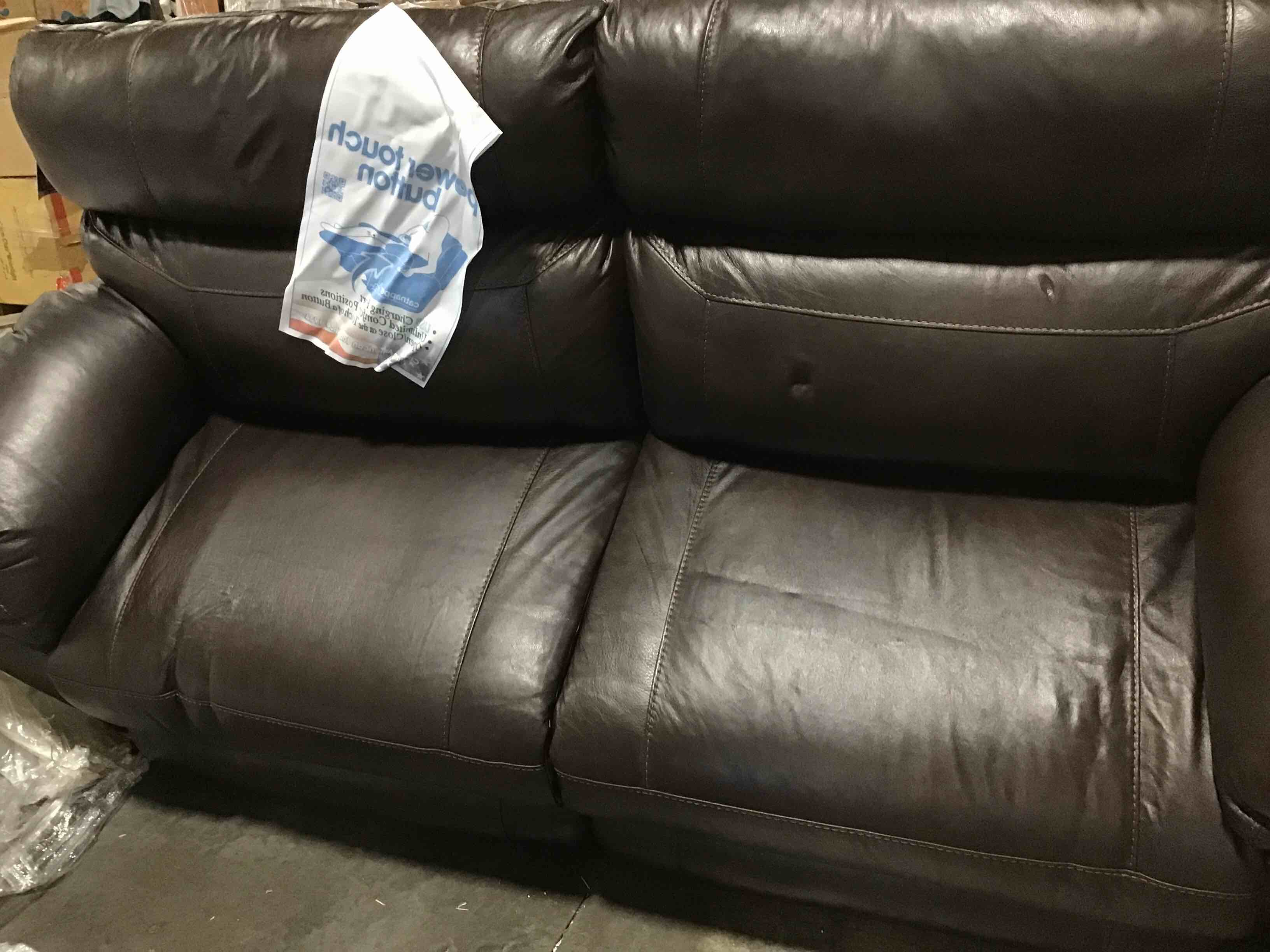 Alonii 90.5" Leather Match Pillow Top Arm Reclining Sofa