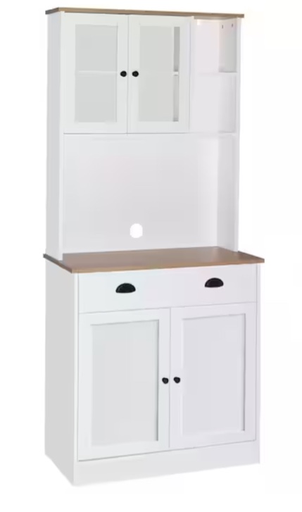 71 in. H White Kitchen Storage Pantry Storage Cabinet Closet with Doors and Adjustable Shelves(incomplete box 1/2)