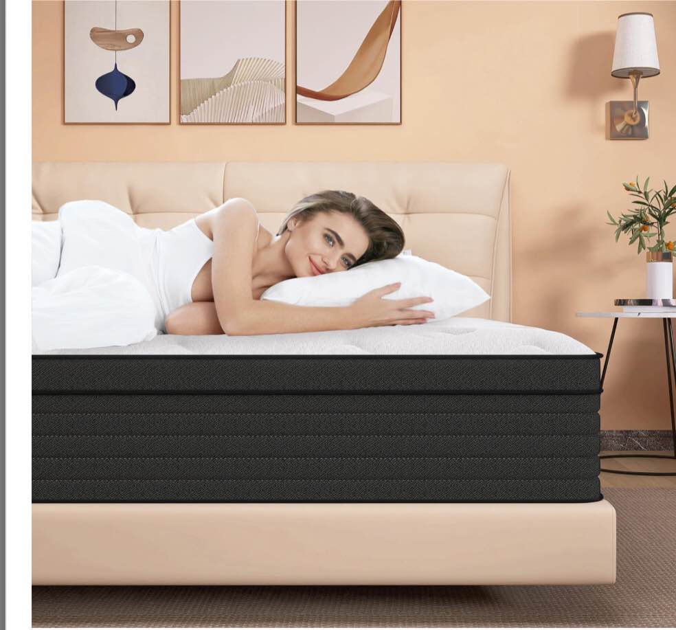 AICEHOME King Mattress, 12 Inch Individual Pocket Springs with Gel Memory Foam, Medium Firm Mattresses in a Box, Hybrid King Size Mattress with Pressure Relief 80" L x 76" W x 12" T