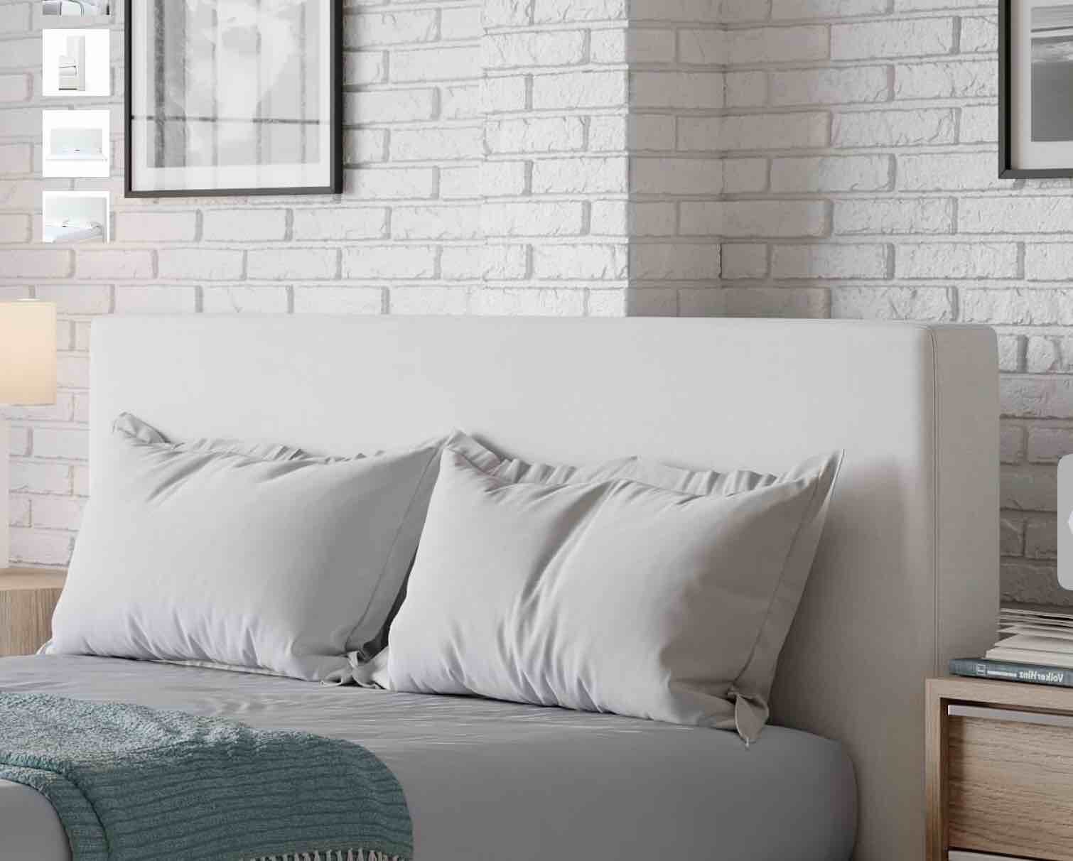 One Upholstered Modern Headboard in Pearl