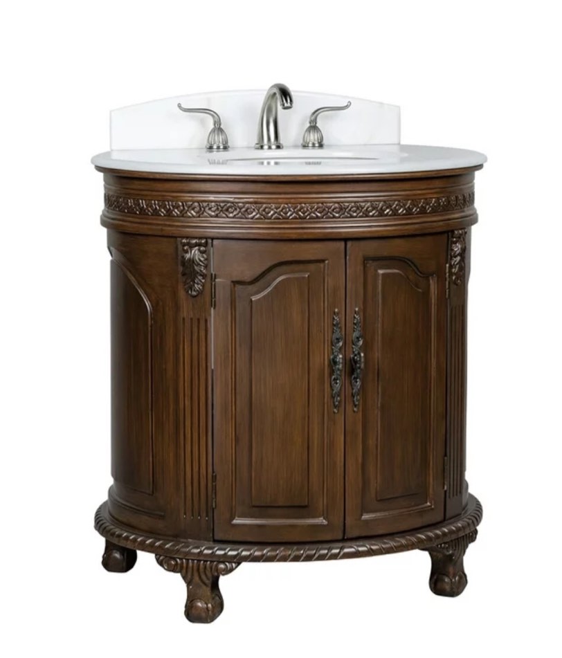 Benton Collection Versailles Small Victorian Colonial Bathroom Vanity ...