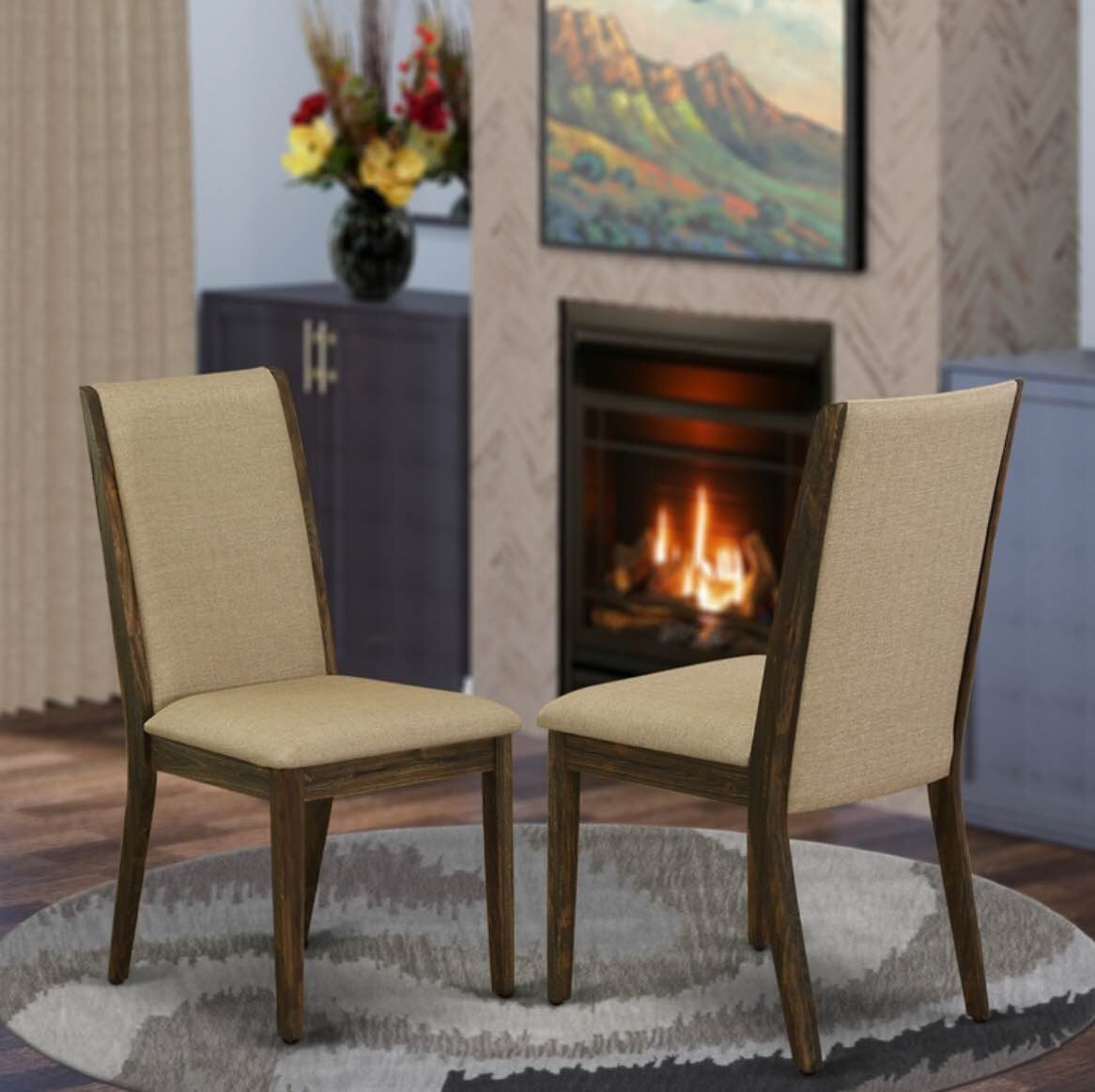 LANCY Parson Chair with DISTRESSED JACOBEAN Leg  set of 2 