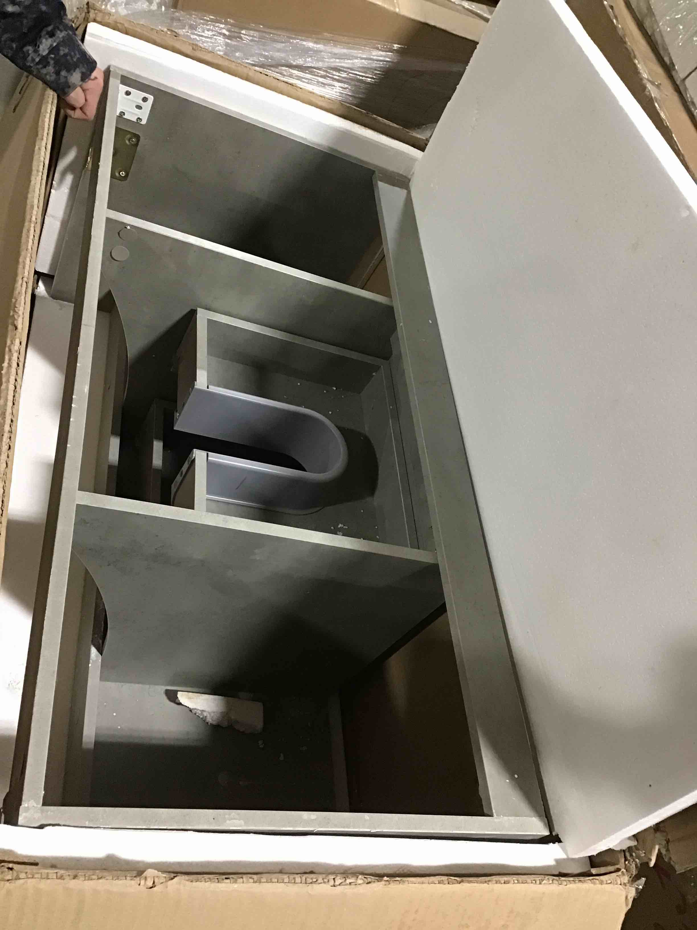 39”x19” grey floating bathroom vanity with 2 drawers 