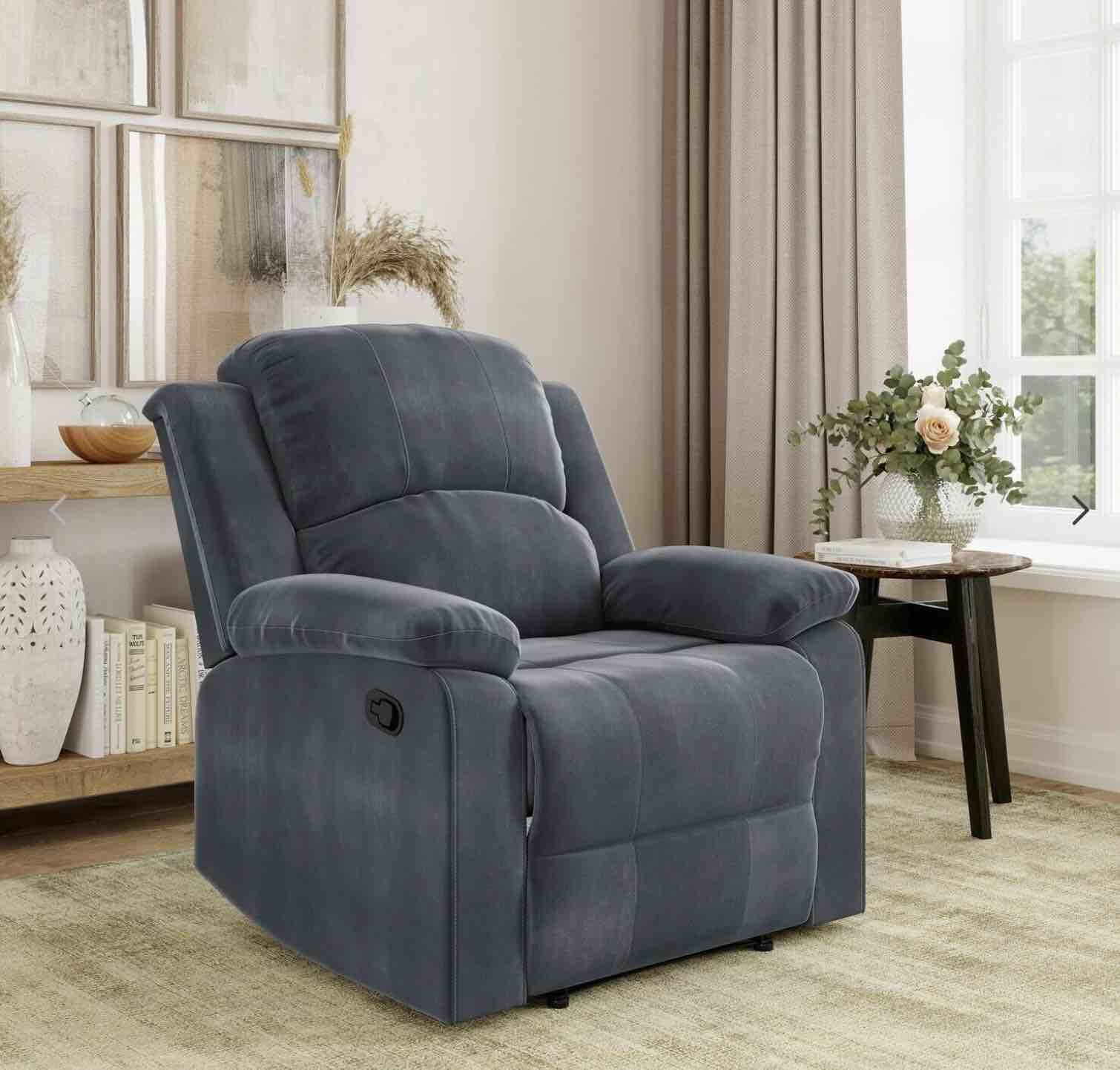 Manual Standard Recliner Arm Chair Big And Tall Gray Microfiber Lounger Seat*incomplete,box 3/3 only*