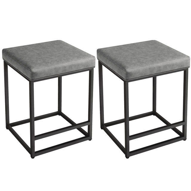 Yaheetech 24'' H Set of 2 Bar Stools Upholster Dining Chair for Kitchen, Gray