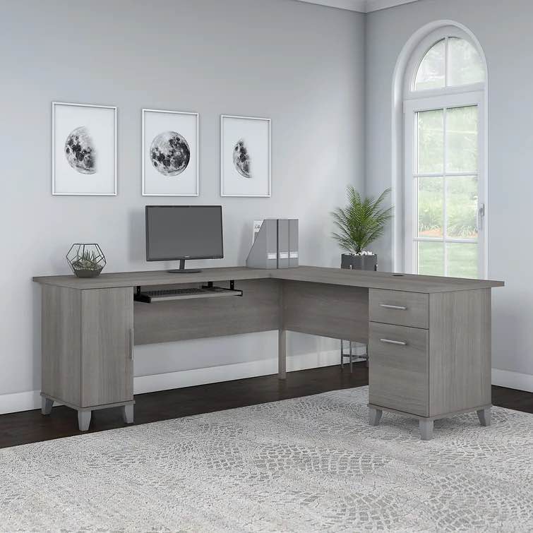 Anousha 72W L Shaped Desk with Storage (incomplete 1 box only)