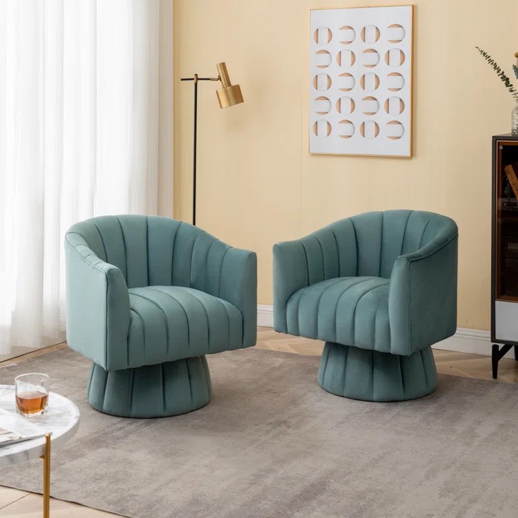 Murrow Upholstered Swivel Barrel Chair (Set of 2) 1 box