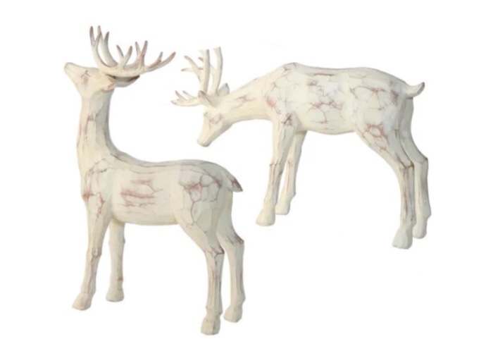 Regency International 12-14" Resin Carved Deer, Set Of 2 Assortment(Damaged)