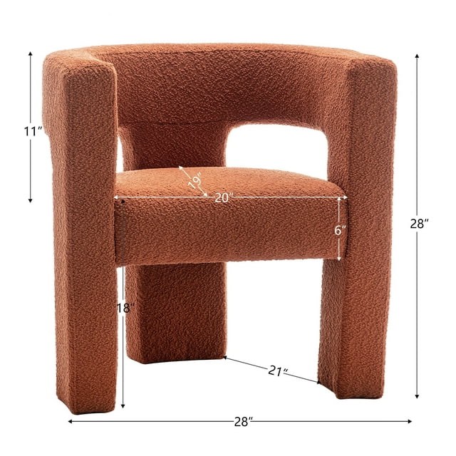 28" Wide Boucle Upholstered Square Armchair 