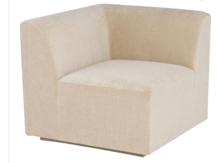 Fabric & Plastic Corner Modular Sofa in Almond Beige/Black (similar to stock