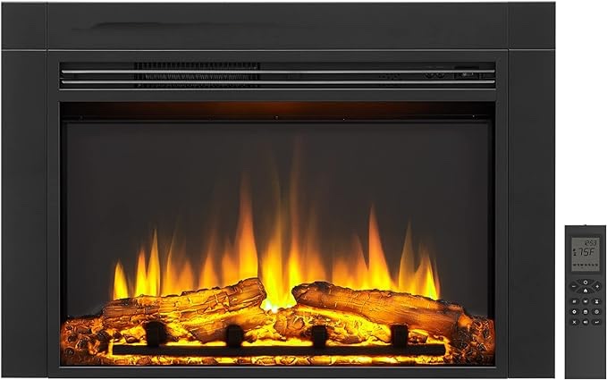 LegendFlame Jaden 32" W x 22" H (EF375) Electric Fireplace Insert with Front Trim Kit, Fire Crackling Sound, 750W/1500W Heater, Remote Control
