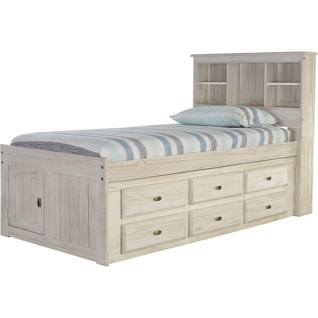 Discovery World Furniture Twin Size Bookcase Bed with 6 Drawers in Ash (incomplete 1 box only)