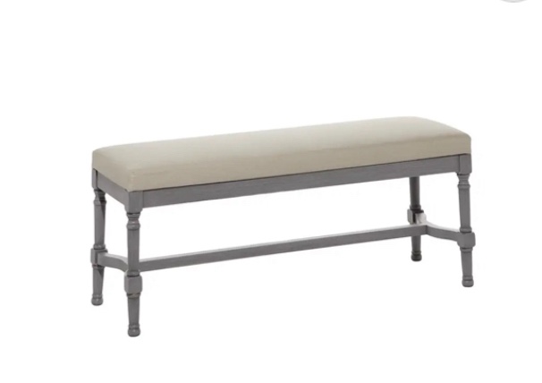 Gray Wood Bench with Burlap Seat, 47" x 16" x 18"