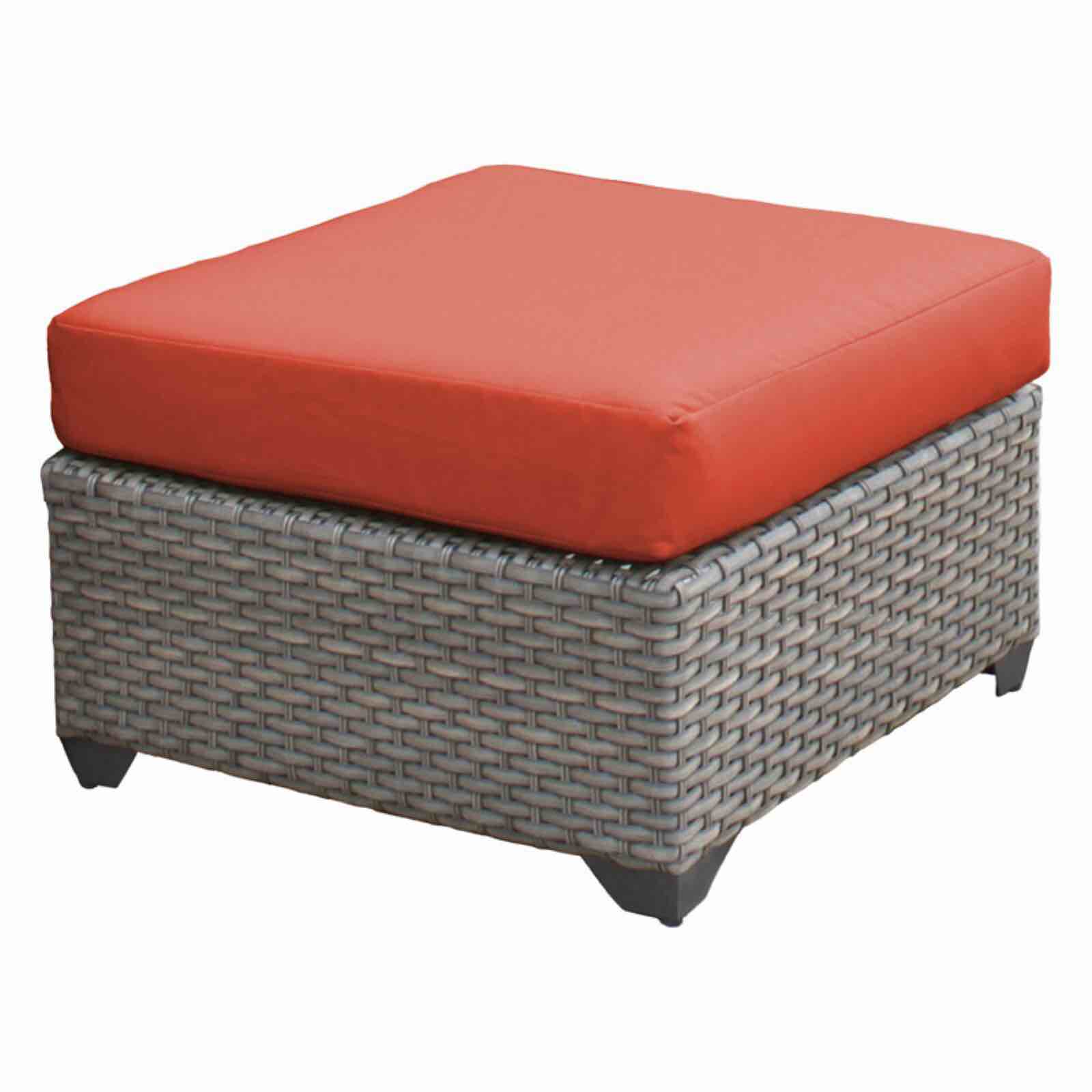 TK Classics Florence Wicker Outdoor Ottoman - Set of 2 Cushion Covers