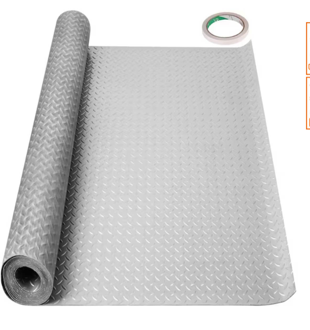 Garage Floor Mat 4.9 ft. W x 19 ft. L Vinyl Garage Flooring Roll Anti-Slide Diamond Texture Garage Mats, Silver