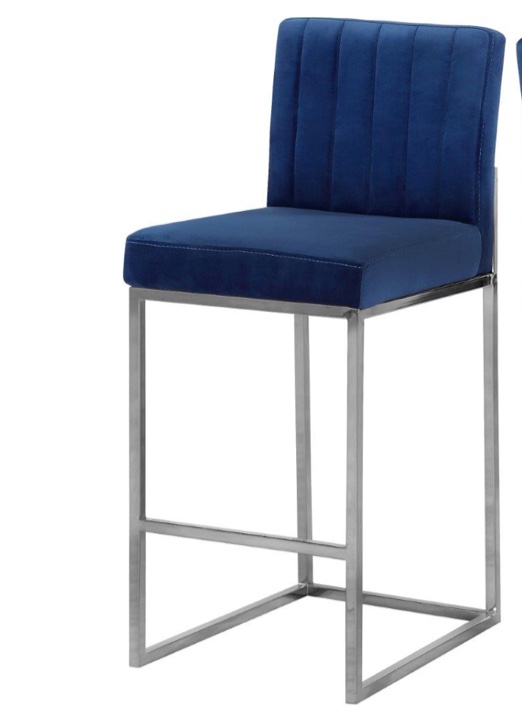 Meridian 782NavyC Giselle Series Commercial Velvet Upholstered Bar Stool(1 chair )