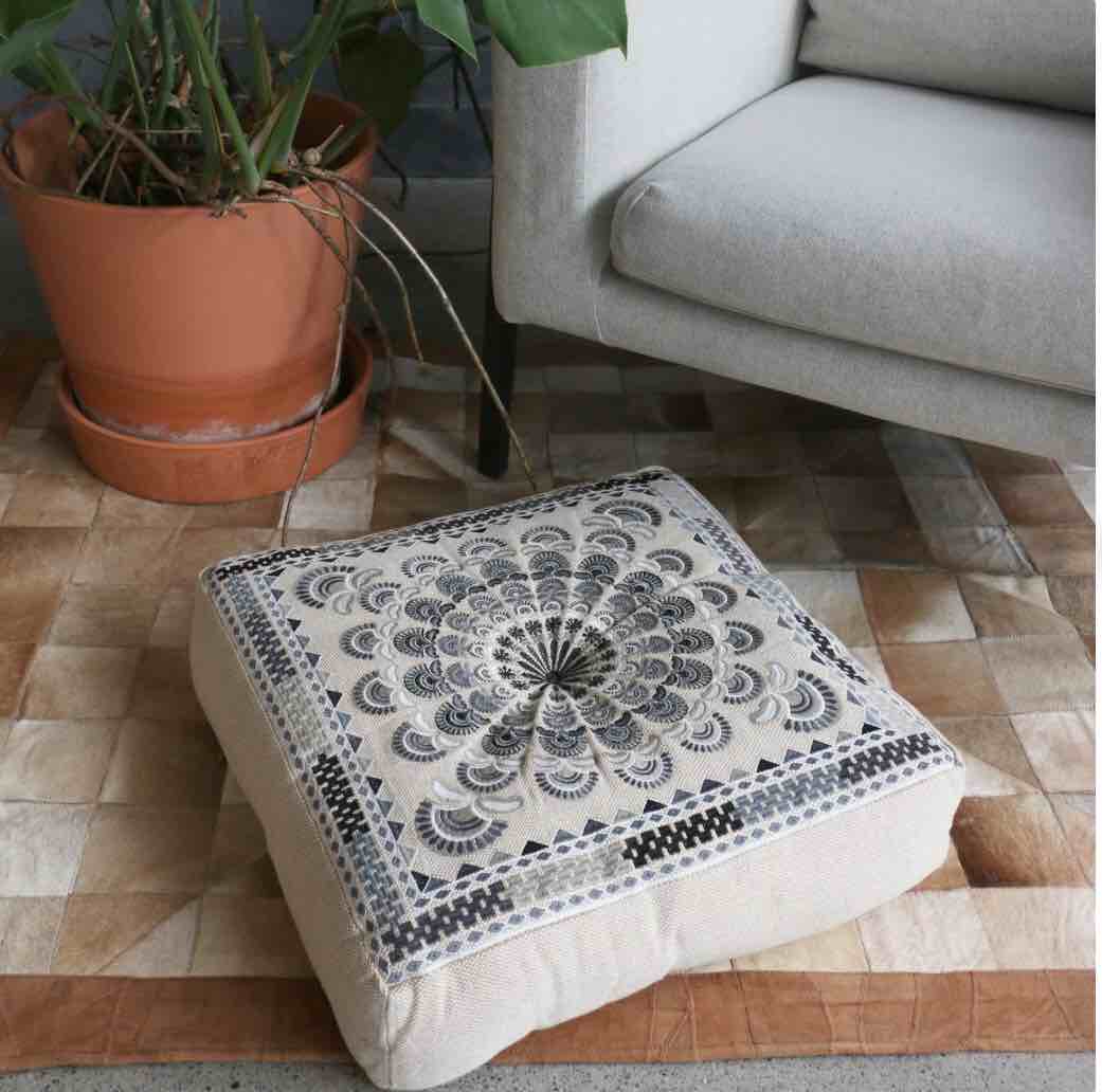 Cotton Square Meditation Embroidered Cushion(similar)