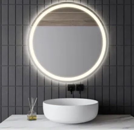 JONATHAN Y Lighting 27" Diameter Modern Circular Frameless Bathroom Wall Mirror