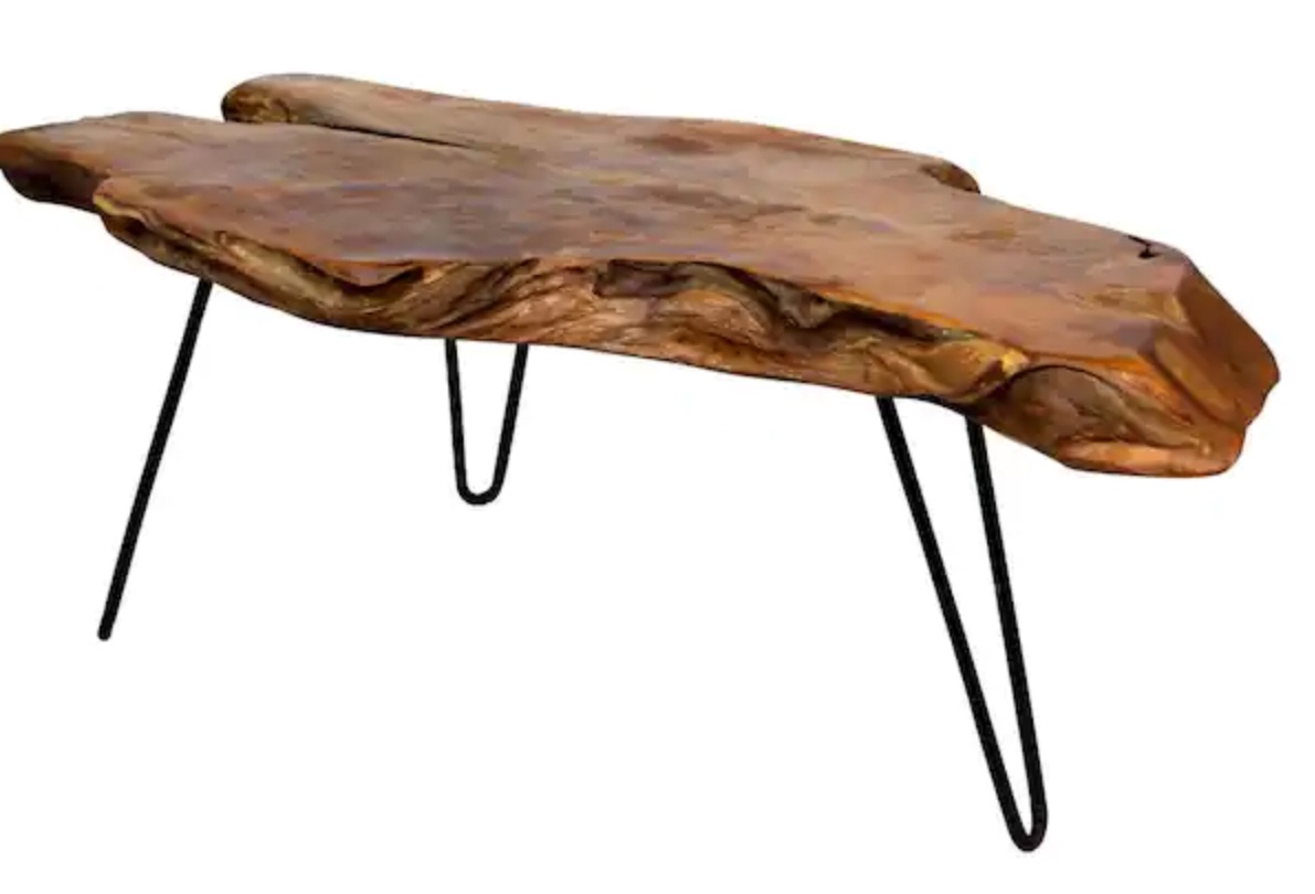 Badang 40 in. Clear Lacquer/Black Medium Specialty Wood Coffee Table with Live Edge(similar)